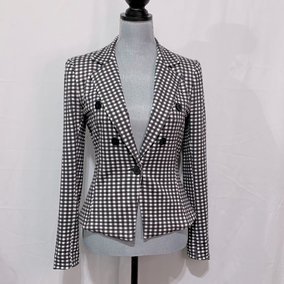 BAILEY/44 gingham checkered black white knit blazer lined size small - Picture 1 of 11